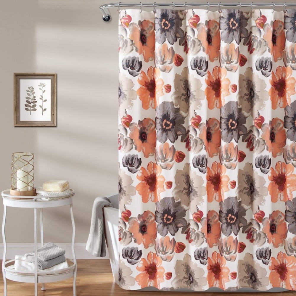 Shower curtain coral floral